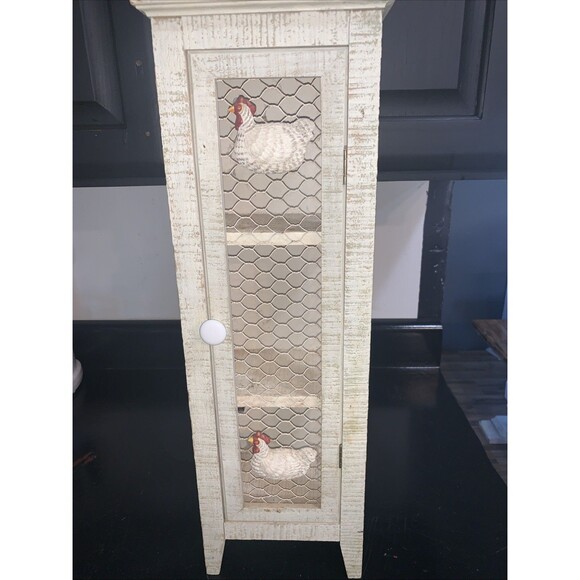 Rooster Rustic Wood Cabinet  Country Primitive Farmhouse Style - Picture 4 of 8